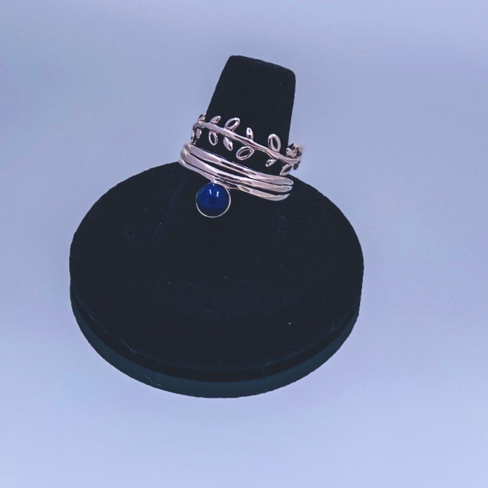 14K White Gold Genuine 5mm Lapis Lazuli - Picture 4 of 5